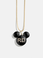 Disney Mickey Mouse Initial Necklace - Black Enamel Personalized Pendant | Jewel Flairs
