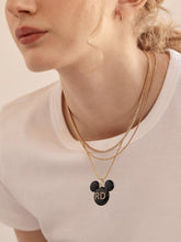 Disney Mickey Mouse Initial Necklace - Black Enamel Personalized Pendant | Jewel Flairs
