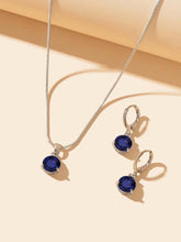 Royal Blue Oval Sapphire Necklace and Earrings – Silver Jewelry