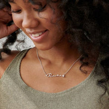 Silver Diamond Signature Name Necklace with personalized design and diamond accent by Jewel Flairs

