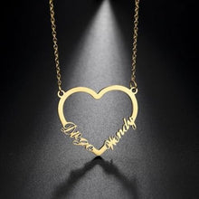 Personalized Engraved Name Heart Shaped Pendant Necklace