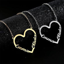 Personalized Engraved Name Heart Shaped Pendant Necklace