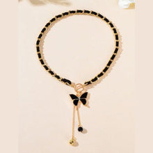 Stylish Butterfly Charm and Ball Pendant Long Tassel Necklace