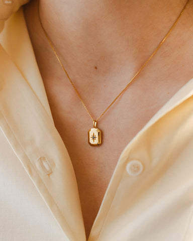 Solid Gold Starlight Birthstone Necklace 14K Gold Personalized Jewel Flairs