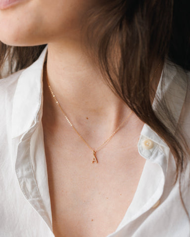 Pearl Initial Necklace Sterling Silver Personalized Letter Jewel Flairs