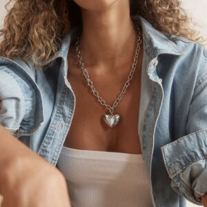 Millie Bubble Heart Necklace - Sterling Silver Textured Heart Pendant | Jewel Flairs