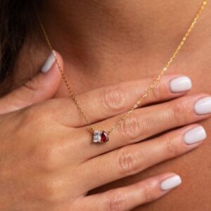 Toi et Moi Birthstone Necklace - Sterling Silver Personalized Gemstone Pendant | Jewel Flairs