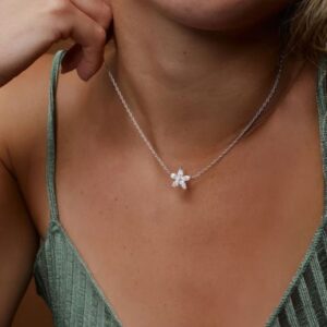 Solitaire Flower Necklace - Sterling Silver Delicate Floral Pendant | Jewel Flairs