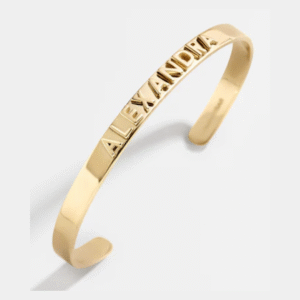 18k Gold Custom Cuff Bracelet - Personalized Solid Gold Bangle | Jewel Flairs