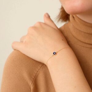 Minimal Evil Eye Bracelet - Sterling Silver Dainty Protection Bracelet | Jewel Flairs