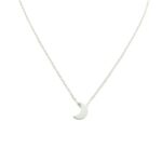 Luna Crescent Moon necklace in 18k gold-plated sterling silver, showing the polished pendant on a delicate chain.