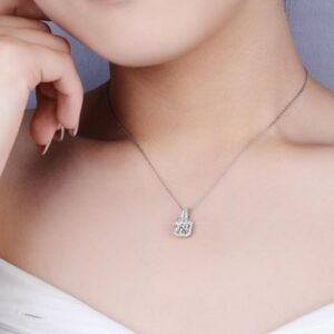 Square Pendant Necklace - Sterling Silver Minimalist Geometric Necklace | Jewel Flairs
