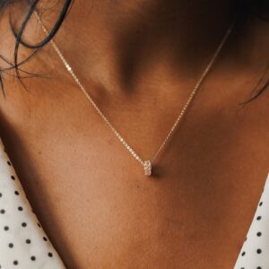 Solid Gold Birthstone Bead Necklace - 14K Gold Personalized Necklace | Jewel Flairs