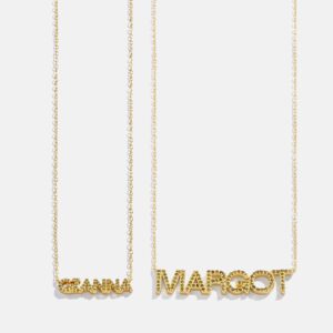 Custom Peridot Birthstone Nameplate Necklace - 18K Gold Personalized | Jewel Flairs