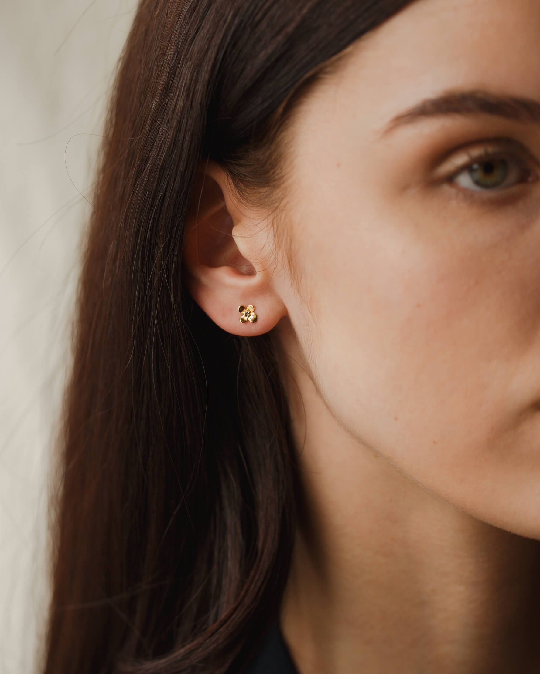 Midnight Blossom Stud Earrings - Sterling Silver Flower Studs | Jewel Flairs